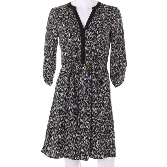 H&M Women's Tunic Dress with Drawstring Cinch Waist Geo Pattern Office SZ 14 - Picture 1 of 10